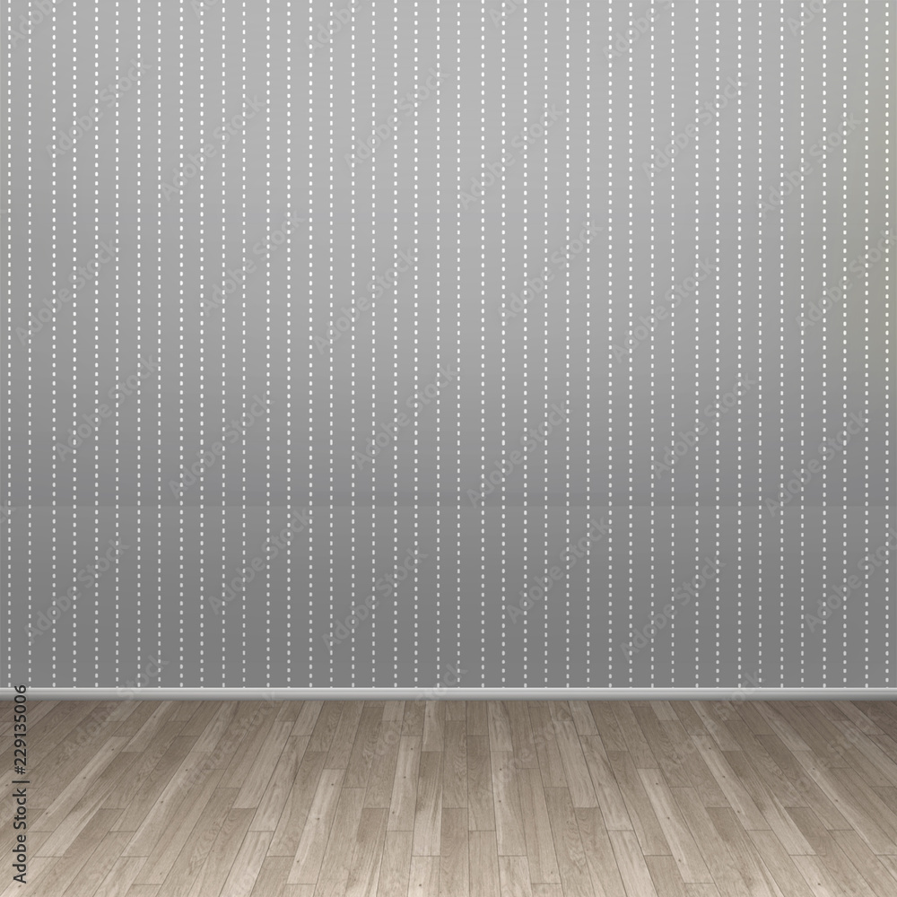 3d illustration interior rendering of gray dotted lined wall and brown wooden parquet floor 3d illustration interior rendering of gray dotted lined wall and brown wooden parquet floor