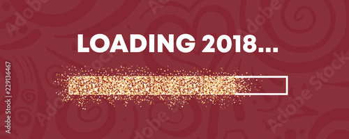 goldener Glitzer Ladebalken mit rotem Ornament Loading 2018