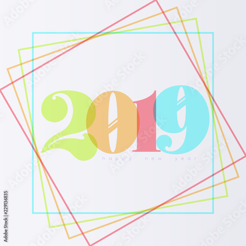 2019 quadratische Grußkarte mit geometrischem Rahmen