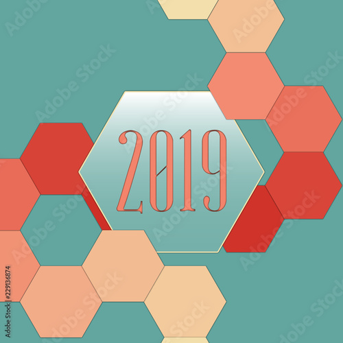 2019 dekorative Grußkarte im Wabenstil