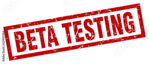 square grunge red beta testing stamp