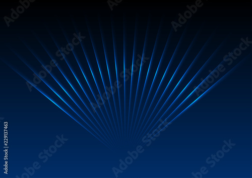Dark blue abstract glowing neon laser rays background