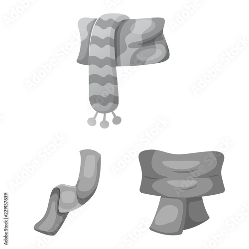 Vector illustration of scarf and shawl symbol. Set of scarf and accessory stock vector illustration.