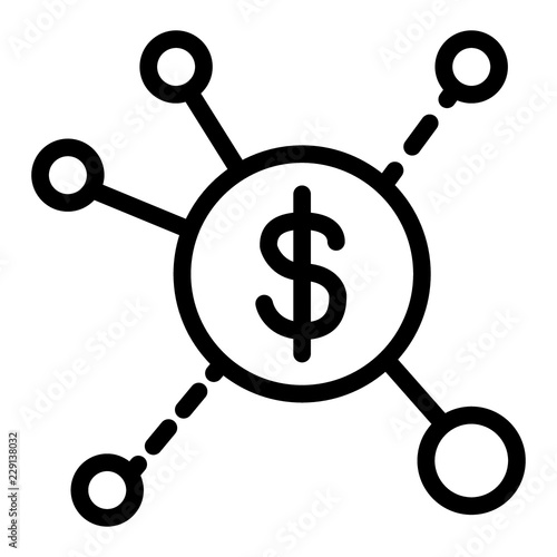 Revenue streams line icon. Dollar spread vector illustration isolated on white. Infographic outline style design, designed for web and app. Eps 10.