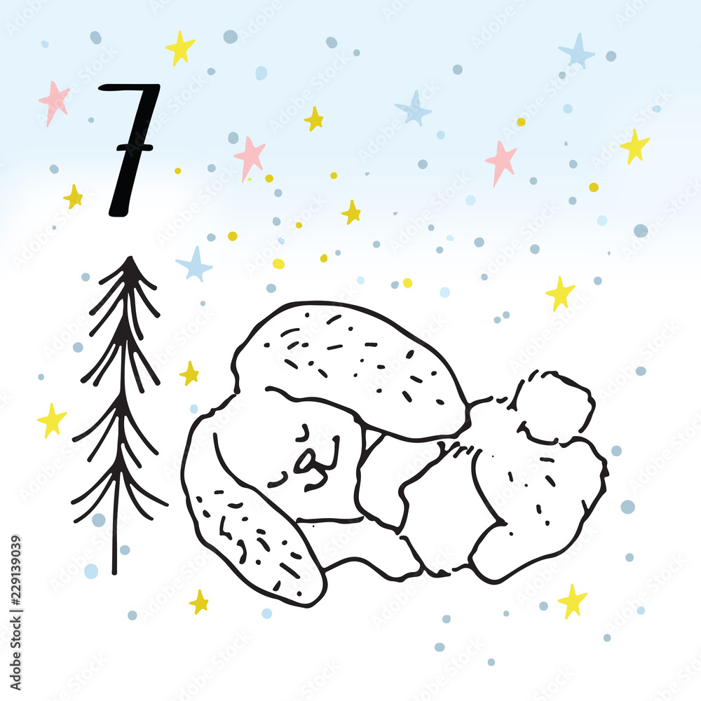 Illustration of the Advent Calendar for Christmas Waiting.