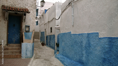 Morocco. The blue white streets of the old medina of Rabat © YvonneNederland