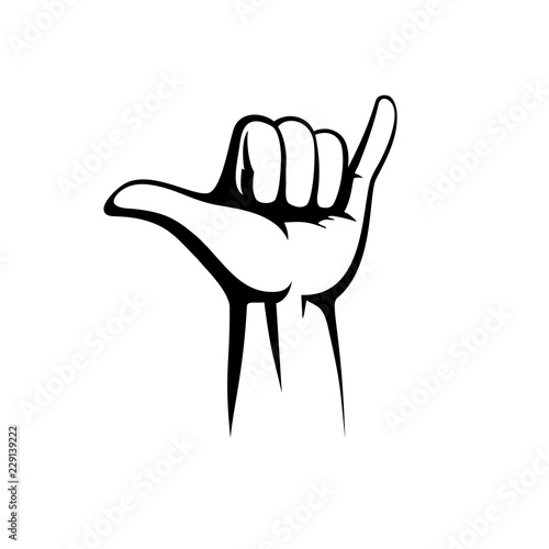 Shaka hand vector sign. Hang loose symbol
