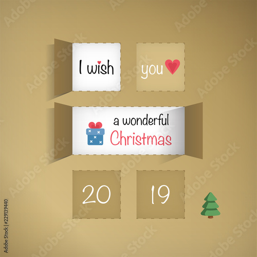 Lovely golden advent calendar vector icon for Christmas time