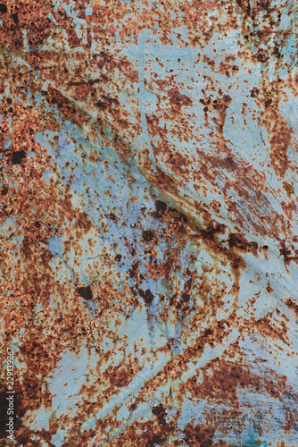 rusty old metal texture with corrosion and blue paint