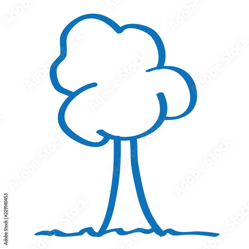 Handgezeichneter Baum in dunkelblau