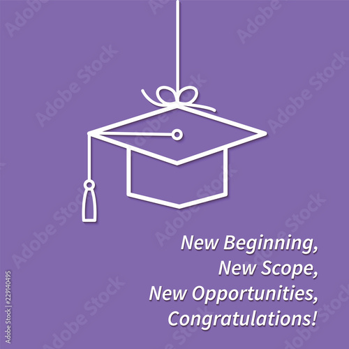 Greeting card with congratulations Graduate completion of training. illustration