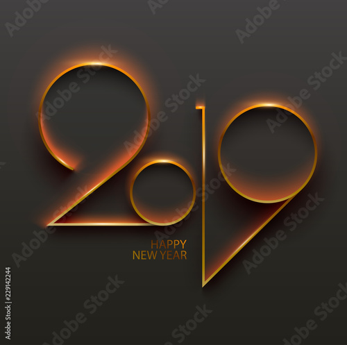 New year 2019. Greeting card design.