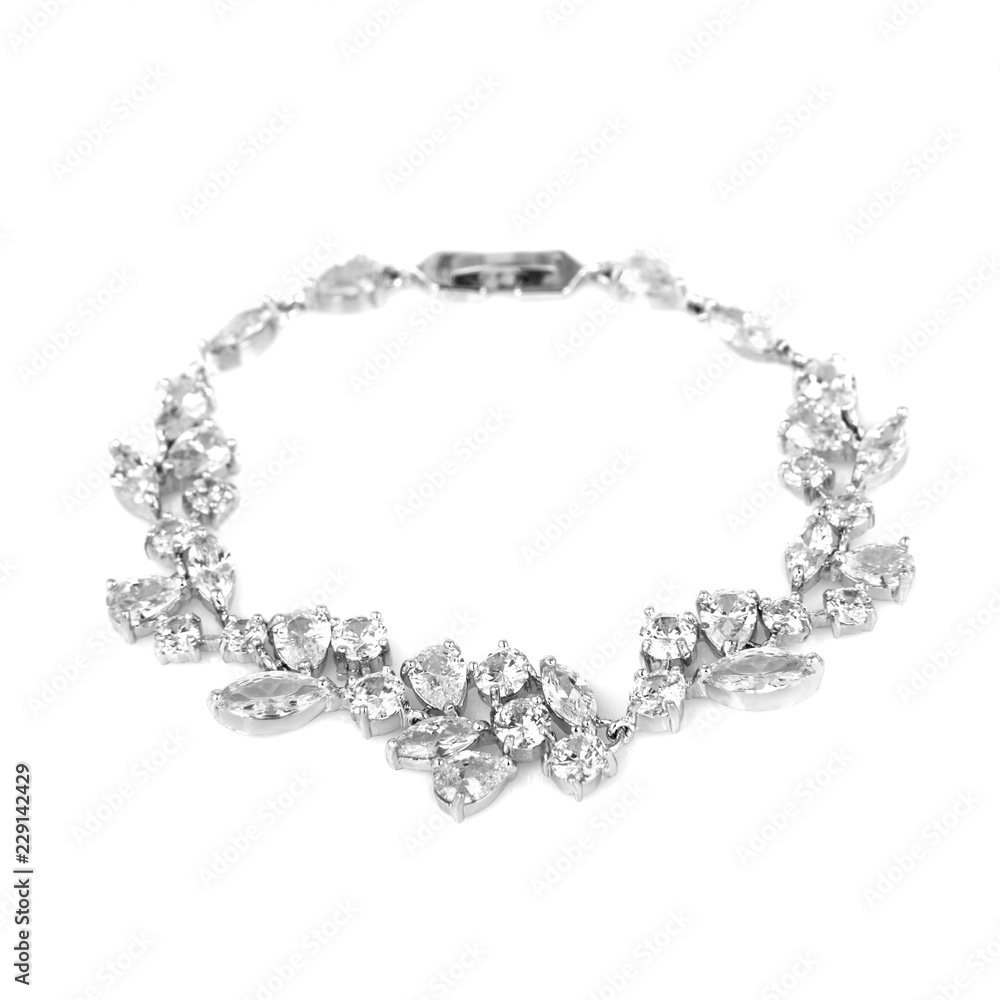Silver diamond bracelet isolated on white Silver diamond bracelet isolated on white