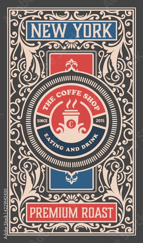 Retro coffee shop label concept