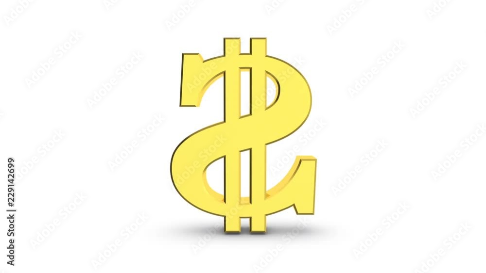 Looping animation of a rotating golden dollar sign on white. Clip has an alpha channel for more convenient processing. Looping animation of a rotating golden dollar sign on white. Clip has an alpha channel for more convenient processing.