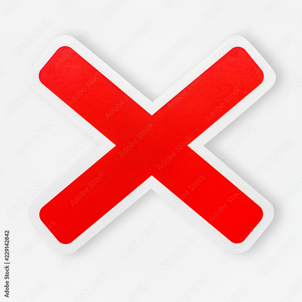 Red wrong cross icon isolated Red wrong cross icon isolated