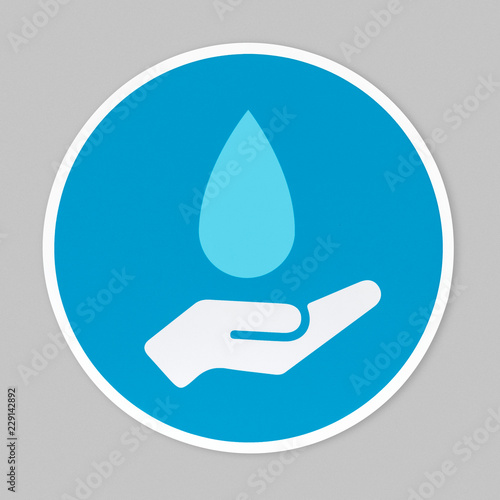 Hand under dripping water icon