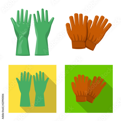 Isolated object of glove and winter logo. Set of glove and equipment stock symbol for web.