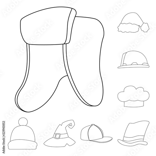Vector design of headgear and cap sign. Set of headgear and headwear vector icon for stock.