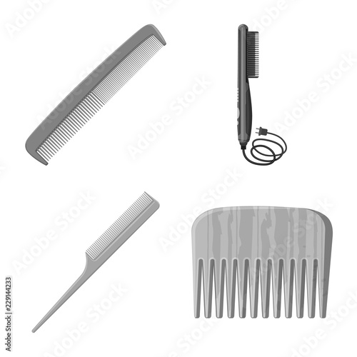 Vector design of brush and hair symbol. Collection of brush and hairbrush stock symbol for web.