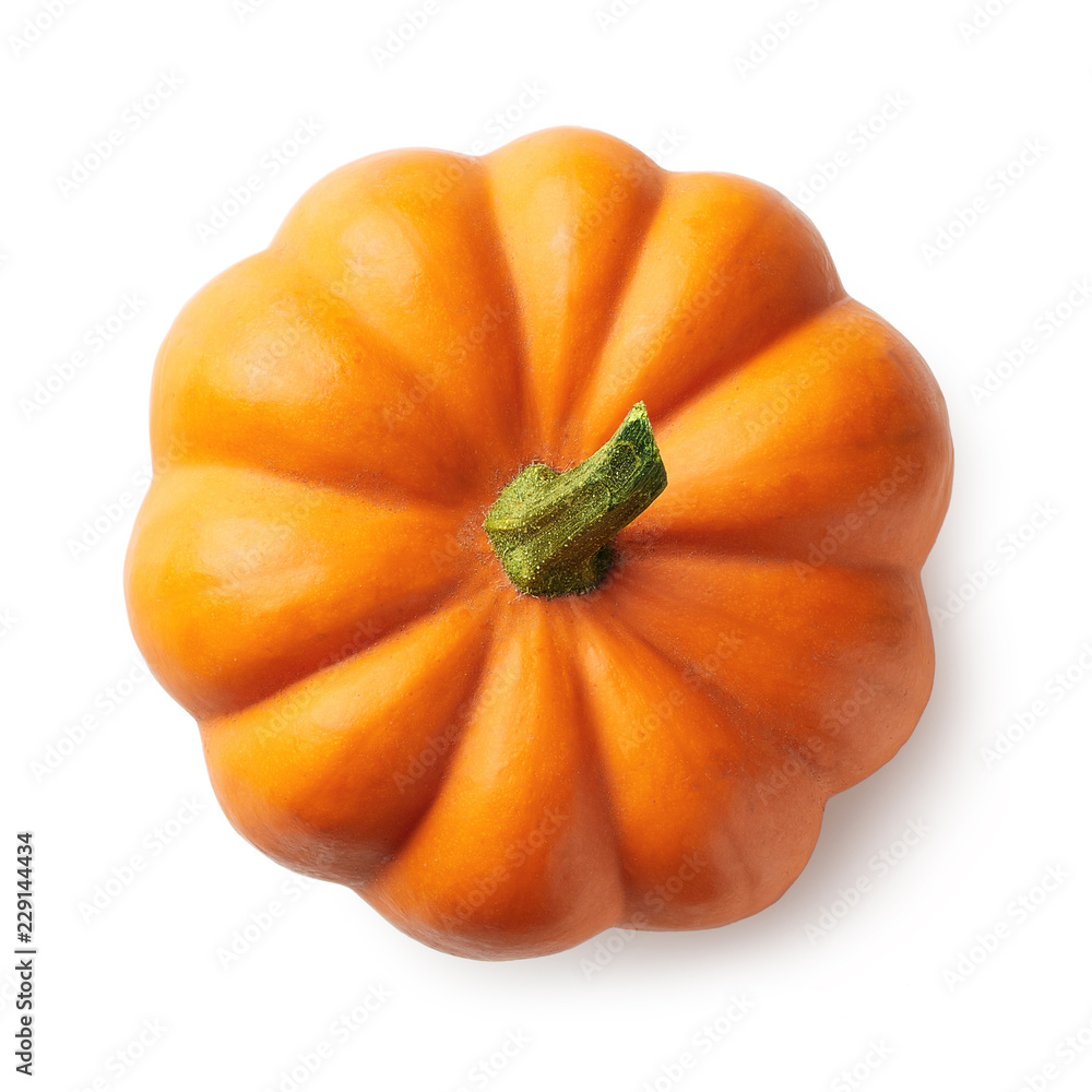 Fresh orange pumpkin isolated on white background - obrazy, fototapety, plakaty 