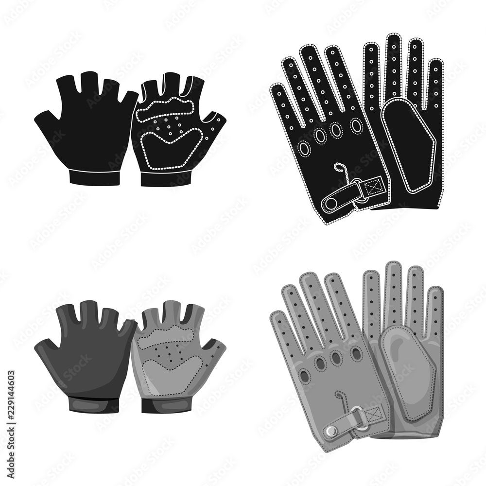 Fototapeta premium Vector design of glove and winter sign. Collection of glove and equipment stock vector illustration.