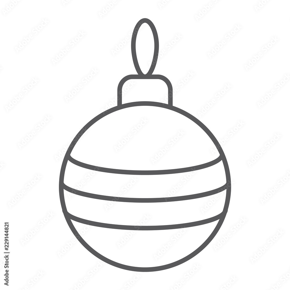 Christmas tree ball thin line icon, xmas and decoration, bauble sign, vector graphics, a linear pattern Christmas tree ball thin line icon, xmas and decoration, bauble sign, vector graphics, a linear pattern