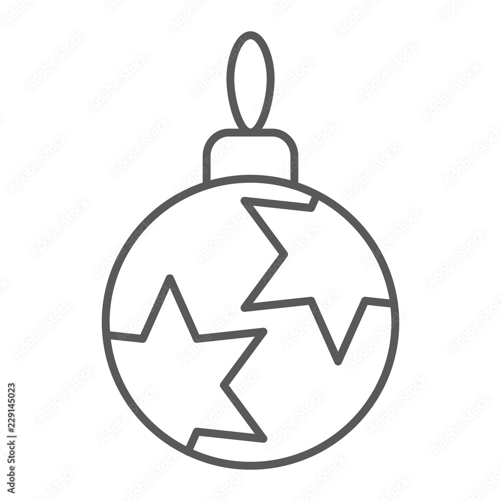 Christmas tree ball thin line icon, xmas and decoration, bauble sign, vector graphics, a linear pattern