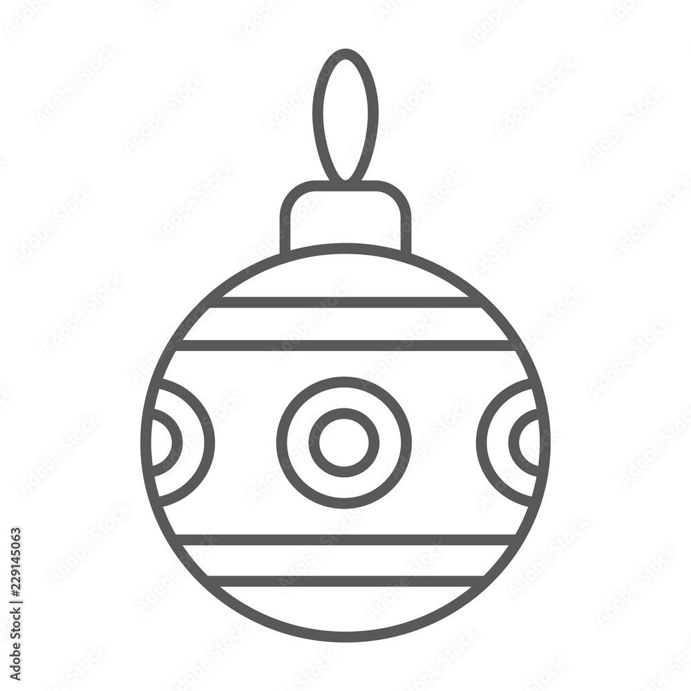 Christmas tree ball thin line icon, xmas and decoration, bauble sign, vector graphics, a linear pattern Christmas tree ball thin line icon, xmas and decoration, bauble sign, vector graphics, a linear pattern