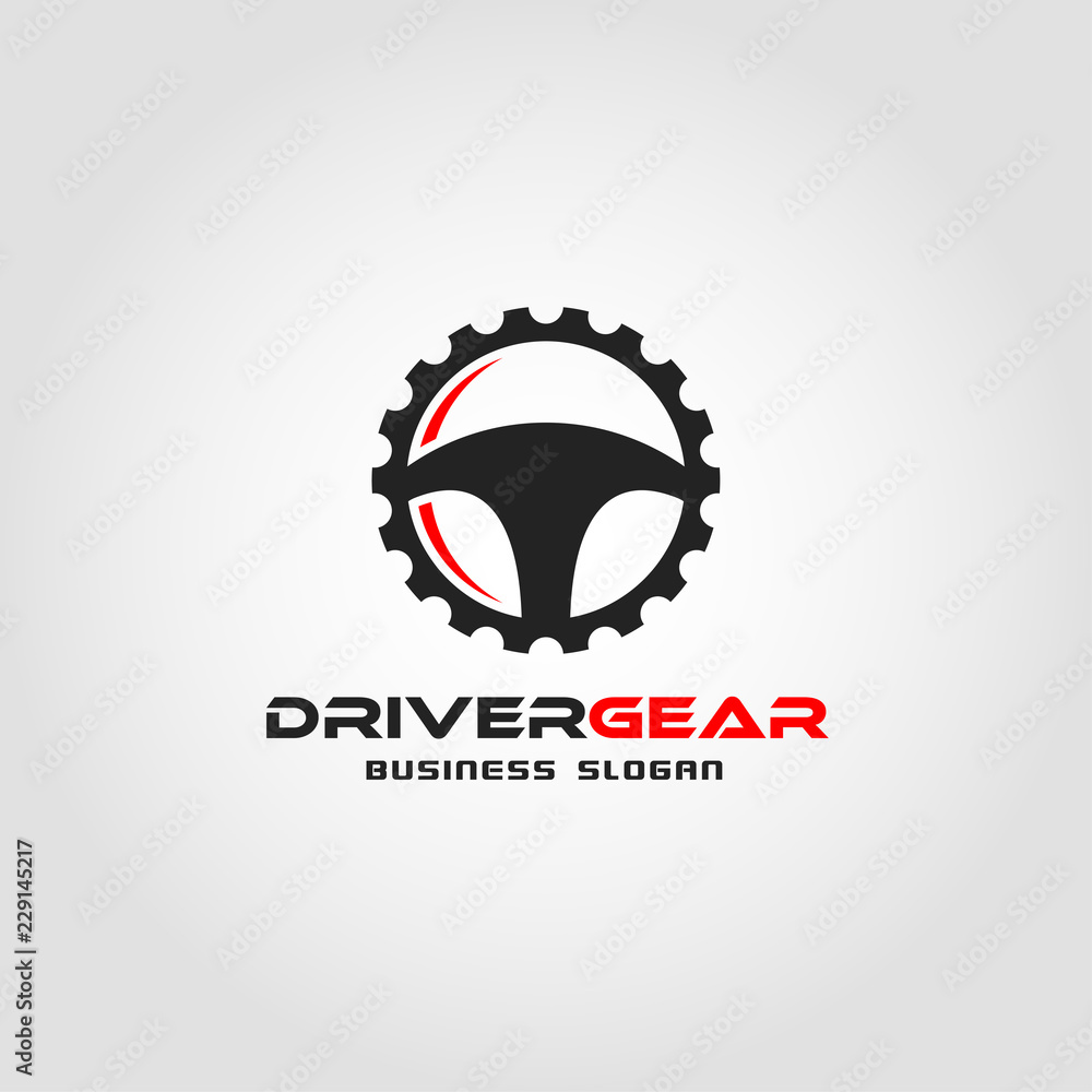 Driver gear auto combination logo template stock vector adobe stock