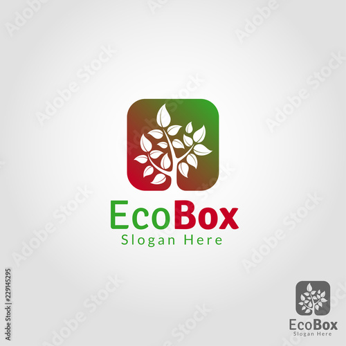 Obraz na plátně Eco Box - Nature Plant logo Template