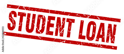 square grunge red student loan stamp
