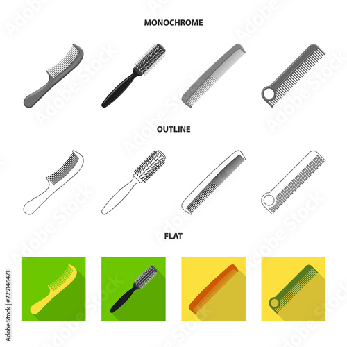 Vector design of brush and hair logo. Set of brush and hairbrush vector icon for stock.