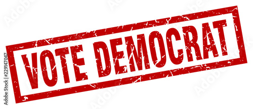 square grunge red vote democrat stamp