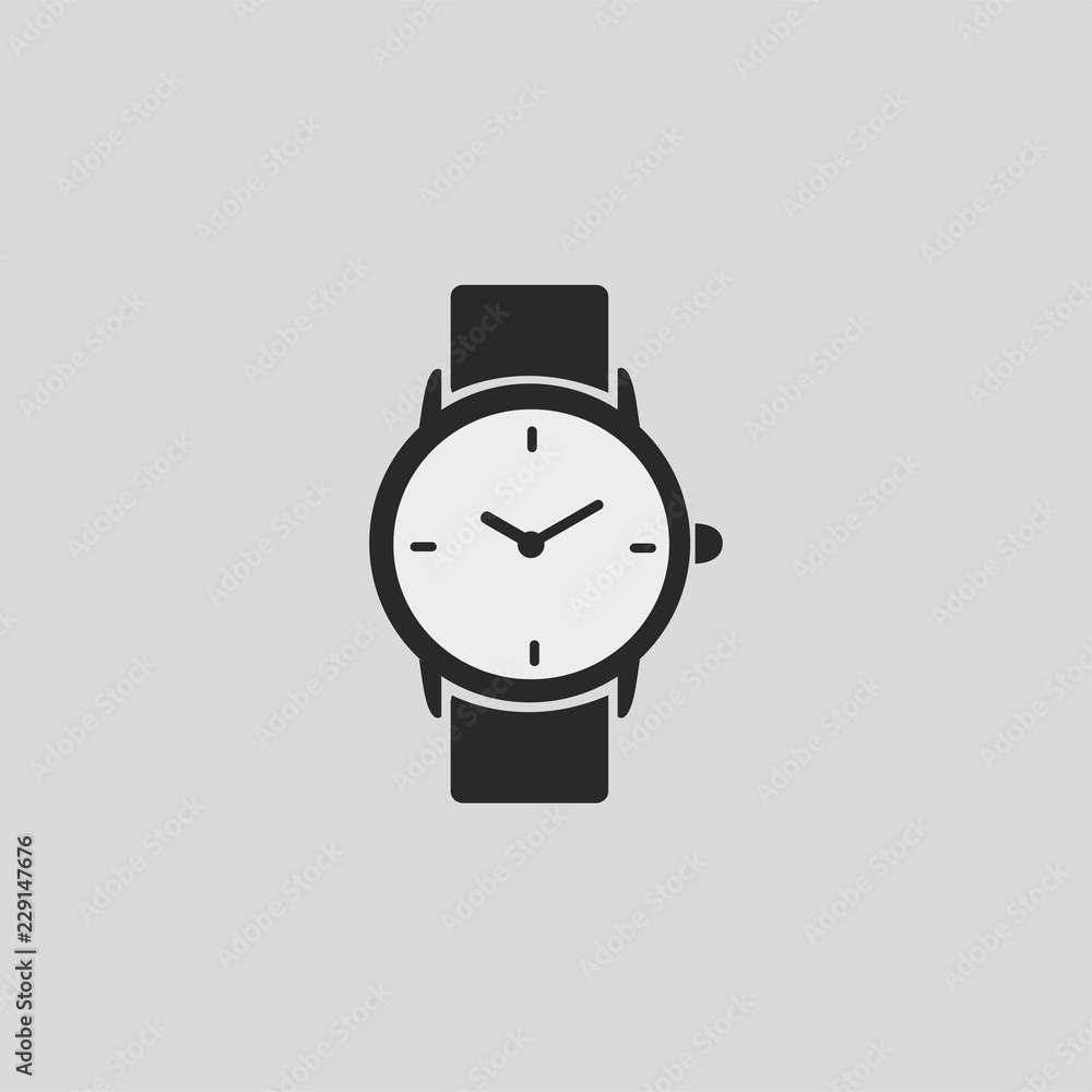 A wrist watch isolated on a gray background. Watch icon.