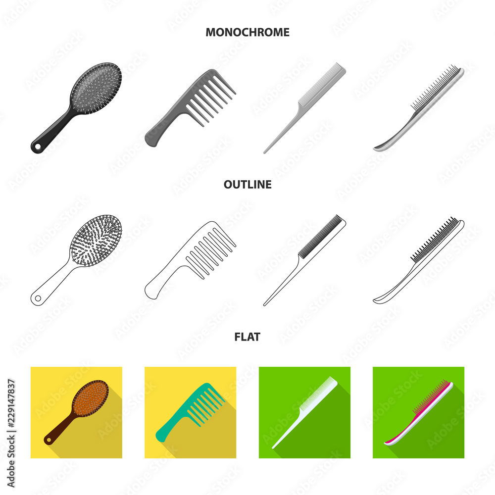 Vector design of brush and hair symbol. Collection of brush and hairbrush stock symbol for web. Vector design of brush and hair symbol. Collection of brush and hairbrush stock symbol for web.