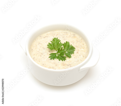 champignon soup on white background