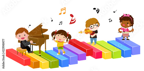 Group of children and music