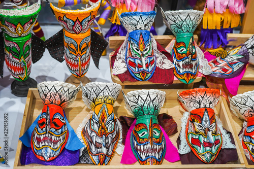 Thai ghost puppets with colorful mask called Phi Ta Khon