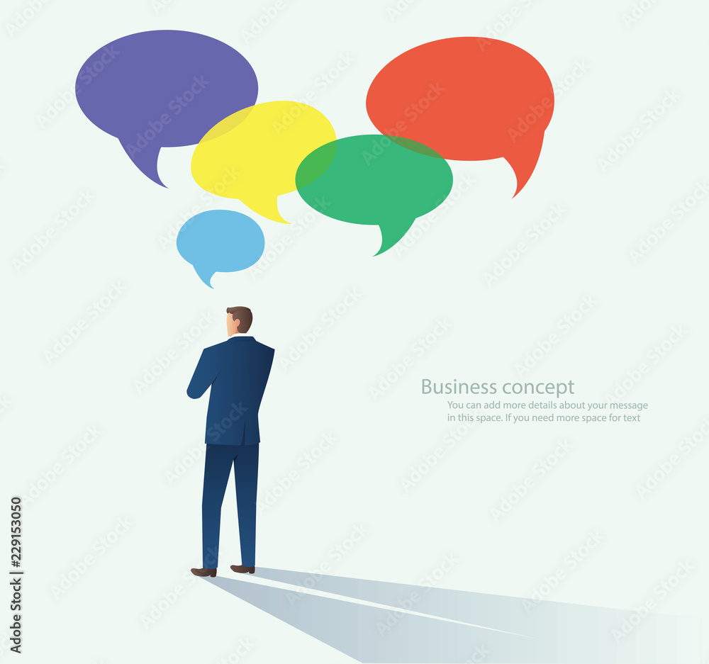 Businessmen with chat bubble vector illustration of a communication concept Businessmen with chat bubble vector illustration of a communication concept