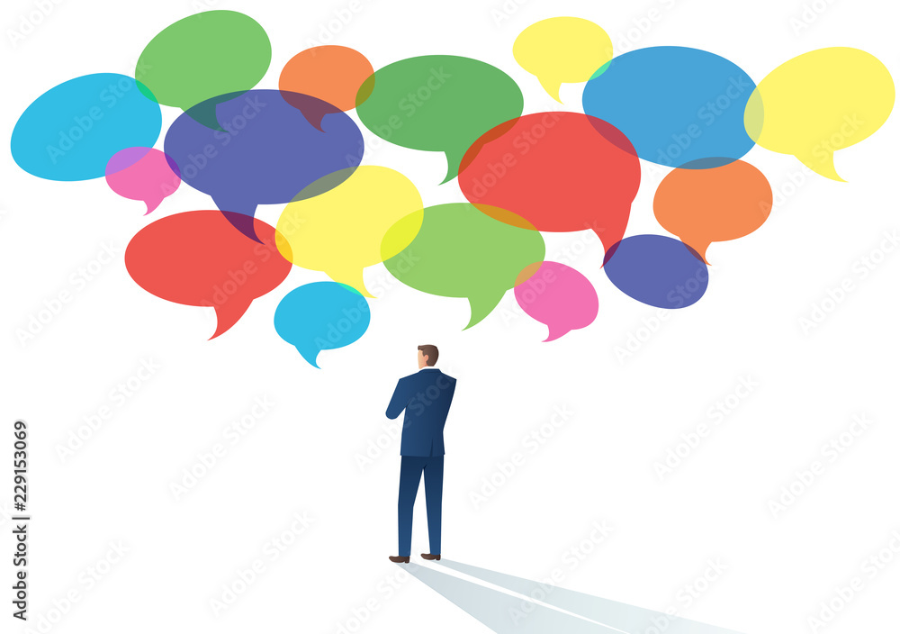 Businessmen with chat bubble vector illustration of a communication concept Businessmen with chat bubble vector illustration of a communication concept