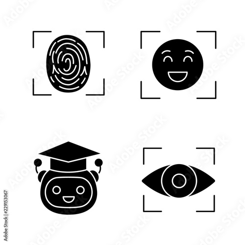 Machine learning glyph icons set