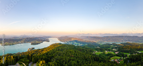 Panorama Lake and mountains at Worthersee Karnten Austria tourist spot © Przemyslaw Iciak