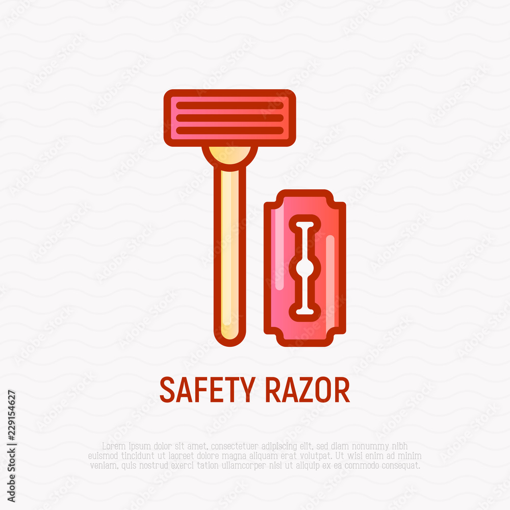 Metal razor with blade thin line icon. Modern vector illustration. Metal razor with blade thin line icon. Modern vector illustration.