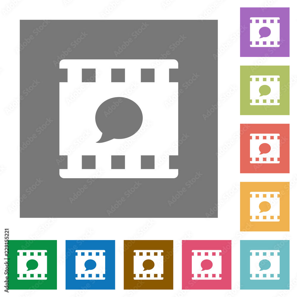 Comment movie square flat icons Comment movie square flat icons