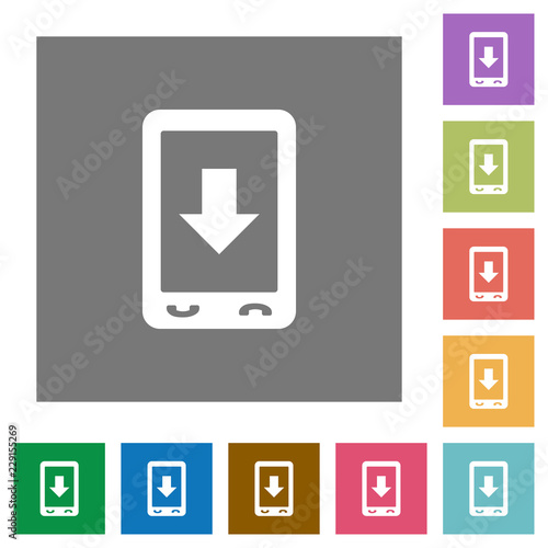 Mobile scroll down square flat icons