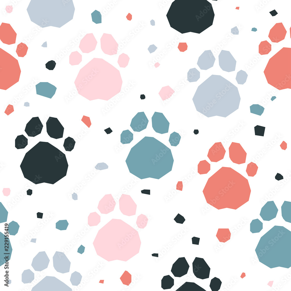 Fototapeta premium Abstract handmade seamless pattern. Childish craft wallpaper for birthday card, baby nappy, school party advertising, shop sale poster, holiday wrapping paper, textile, bag print, t shirt etc.