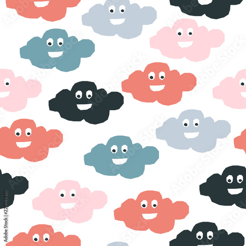 Abstract handmade seamless pattern. Childish craft wallpaper for birthday card, baby nappy, school party advertising, shop sale poster, holiday wrapping paper, textile, bag print, t shirt etc.