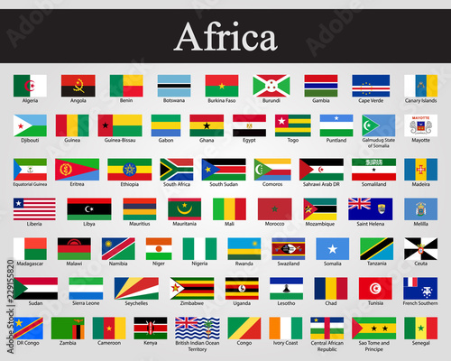 All flags of Africa. Vector illustration. World flags