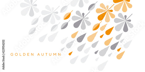 Elegant geometric raindrop and fall leaves